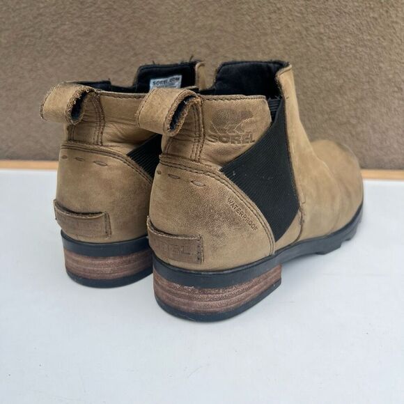 Sorel Emelie Chelsea Ankle Boots Waterproof Brown Suede Leather Womens Size 7 - Picture 2 of 10